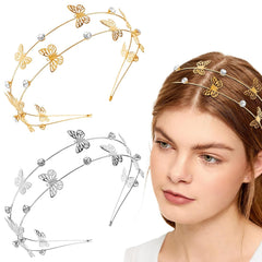 Aswewamt 2 Pcs Alloy Moon Five-pointed Star Headbands Bridal Hair Hoop Wedding Hair Accessories Ornaments for Elegant Women Girls