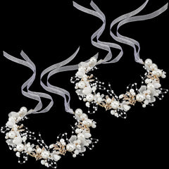 Retrowavy 2 Pcs Flower Girl Headpiece Rhinestone Crystal Wedding Headband Bridal Flower Headband for Girls Baby Hair (Pink)