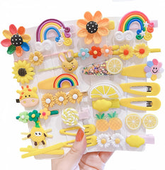 28 PCS Cute Hair Clips Fashion Girls Hair Accessories Flower Fruit Colorful Rainbow Candy Dessert Lovely Animal Barrettes Set Non-slip Metal Snap Pins for Girls Kids Teens Toddlers (Style B)