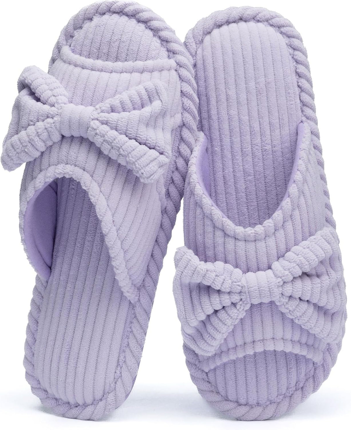 Cute Slippers for Women Indoor and Outdoor Cozy Soft Bow Open Toe Womens Slippers with Memory Foam Anti-Skid Sole Slides Spa Birthday Gifts for Women Mom Her Ladies Bridesmaid