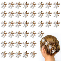 12 PCS Small Flower Hair Clips for Women Gold Cute Mini Tiny Little Sparkling Metal Flower Sweet Artificial Bangs Nonslip Hair Claw Clips Decorative Cute Hair Accessories for Women Girls Gift