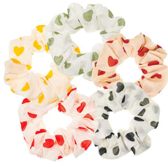 Blue Plaid Scrunchies Set - 5 Bandana Hair Ties for Women