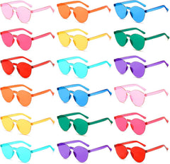 Matcheck 16 Round Shaped Rimless Sunglasses Transparent Candy Colored Glasses Clear Party Eyewear for Women