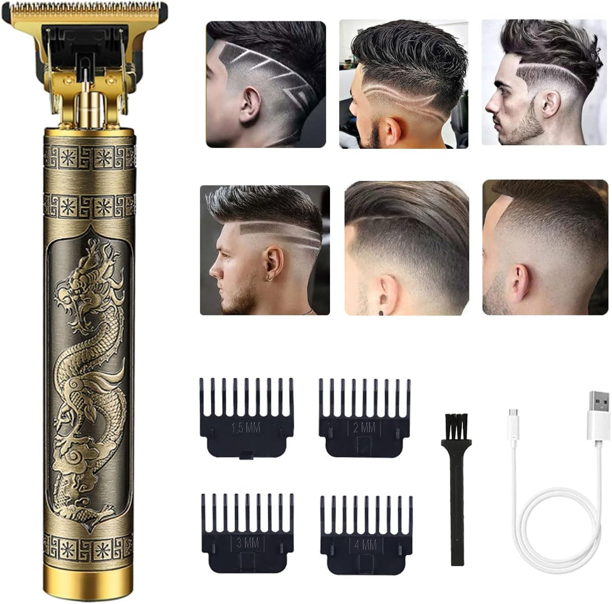 Hair Clippers for Men - Cordless Electric Hair Trimmer Beard Trimmer Shaver, Zero Gapped Edgers with Guide Combs, Black