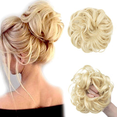 1PCS Messy Bun Hair Piece Messy Hair Bun Scrunchies for Women Wavy Curly Chignon Ponytail Hair Extensions Synthetic Thick Tousled Updo Bun (Dark Brown)