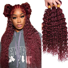 #99J Burgundy Bundles Human Hair Straight Bundles 12 14 16 Inch Wine Red Straight Bundle Human Hair Extensions Double Weft Unprocessed Brazilian Virgin Hair 3 Bundle 50 Grams Per Bundle