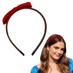 Jaciya Burgundy Bow Headbands for Women Girls Velvet Hair Bow Headband Cute Hairband Cosplay Headpiece
