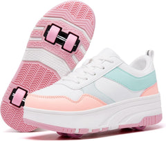 Roller Skate Shoes for Women Girls Detachable Wheeled 4-Wheels Fashion Sneakers Suitable for Beginners