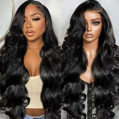 26 Inch 13x6 Lace Front Wigs Human Hair 200 Density Tangle-Free Body Wave Lace Frontal Wigs Human Hair Pre Plucked Real Human Hair Lace Front Wigs for Women Natural Color