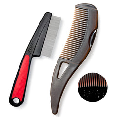 Dandruff Comb, Stainless Steel Fine Tooth Lice/Flea/Psoriasis Comb, Scalp Oil Buildup Removal Wide Hollow Tooth Button Hairbrush for Scalp Massage Care for Man Women and Kids (Brown)
