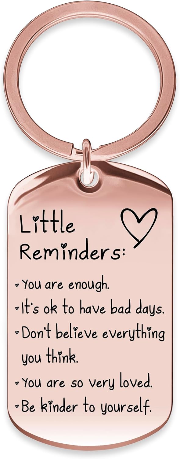 OUMILAN Little Reminders Keychain Inspiration Gifts for Women Men Affirmation Uplifting Mental Health You Are Enough Keyring