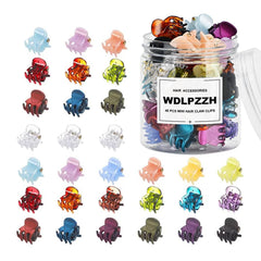 48pcs Mini Hair Claw Clips for Women Girls, Small Tiny Hair Clips Claws Little Plastic Jaw Clamps Clips with Transparent Box (Black/Brown/Clear)