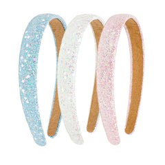 Girls Headbands, 3PCS Headbands for Girls Women Glitter Pink Rainbow Purple White Headband Sparkly Sequin Headband Hair Accessories