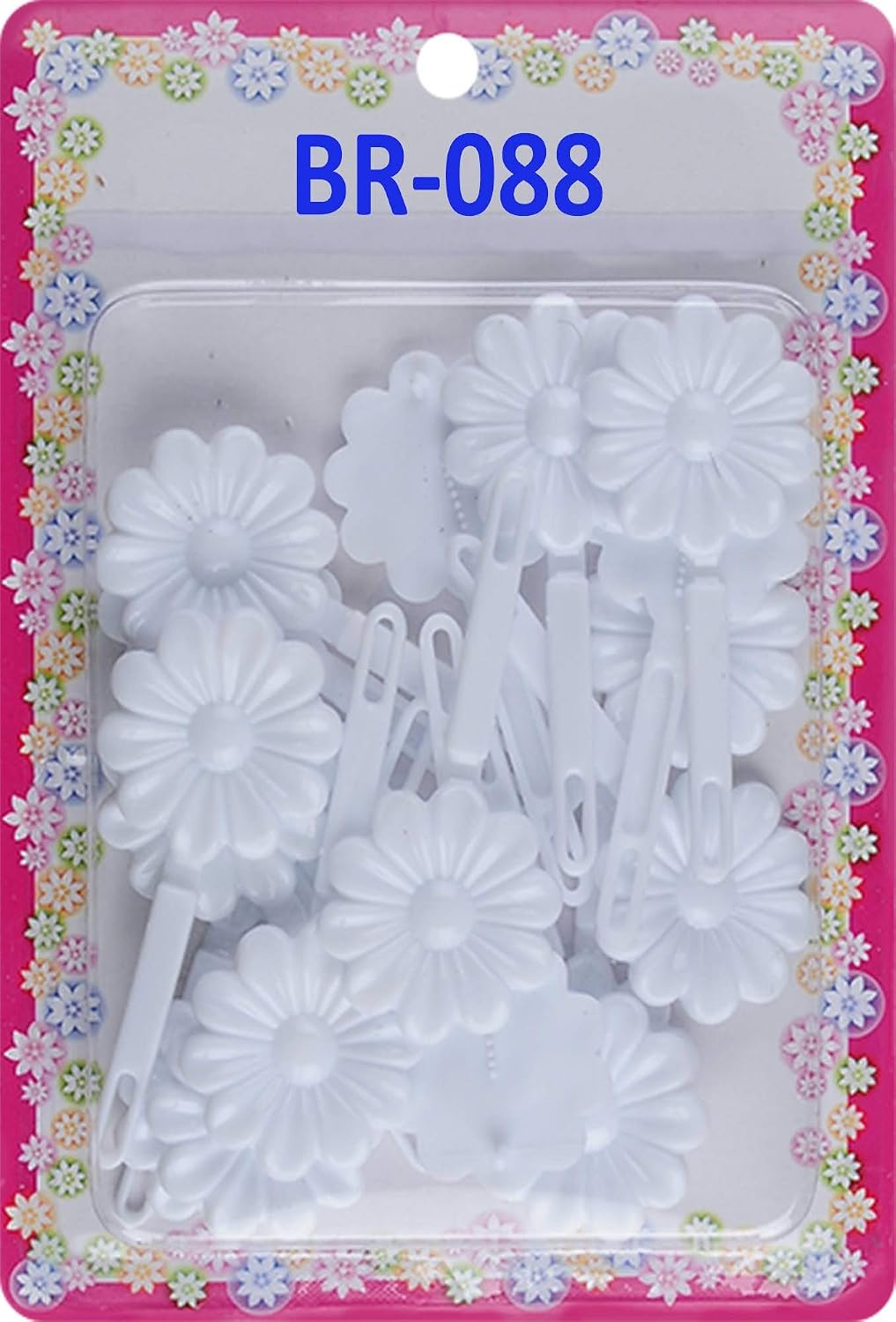 Girls Self Hinge Plastic Flower Hair Barrettes 18 Pieces Selection (White)
