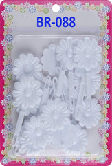 Girls Self Hinge Plastic Flower Hair Barrettes 18 Pieces Selection (White)
