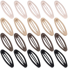 20PCS Oval Metal Snap Clips for Women No Slip Small Barrettes for Thin Fine Hair,Matte Black Brown Beige