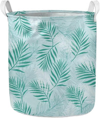 Laundry Basket 58L Adult Collapsible Clothes Hampers for Laundry Storage Basket Waterproof Dirty Clothes Hamper with Handle, Green Leaves