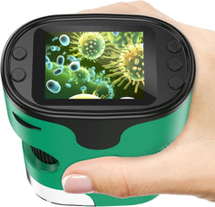 1000X Handheld Microscope for Kids 4K 2.0" Screen Rechargeable Mini Pocket Digital Microscopes w/Slides Kit Portable Edu Gift Age 4-6 8-12 Children Students (White)