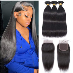 Feibin 13x4 Lace Frontal Closure 8 Inch Ear To Ear Free Part lace Closure Brazilian Silky Straight Frontal Human Hair Extensions Pre-Plucked Frontals Closure Natural Black Color