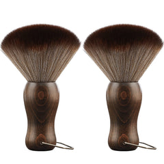 Barber Neck Duster Brush Wood Handle with Hook for Hair Cutting… (Neck brush+Gold brush)
