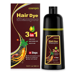 Black Hair Dye Shampoo 3 in 1 for Women/Men for Gray Coverage Instant Hair Color Shampoo Semi Permanent Champu Para Cana
