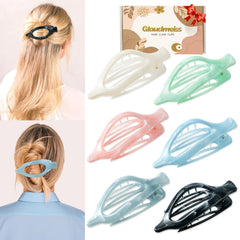 6 Packs Flat Claw Clips for Women, French Concord Flat Hair Clip, Matte Curved Hair Claws Clip for Thin Thick Hair, Lay Down Claws Clips, Durable Strong Hold Hair Clip, Gifts Hair Accessories