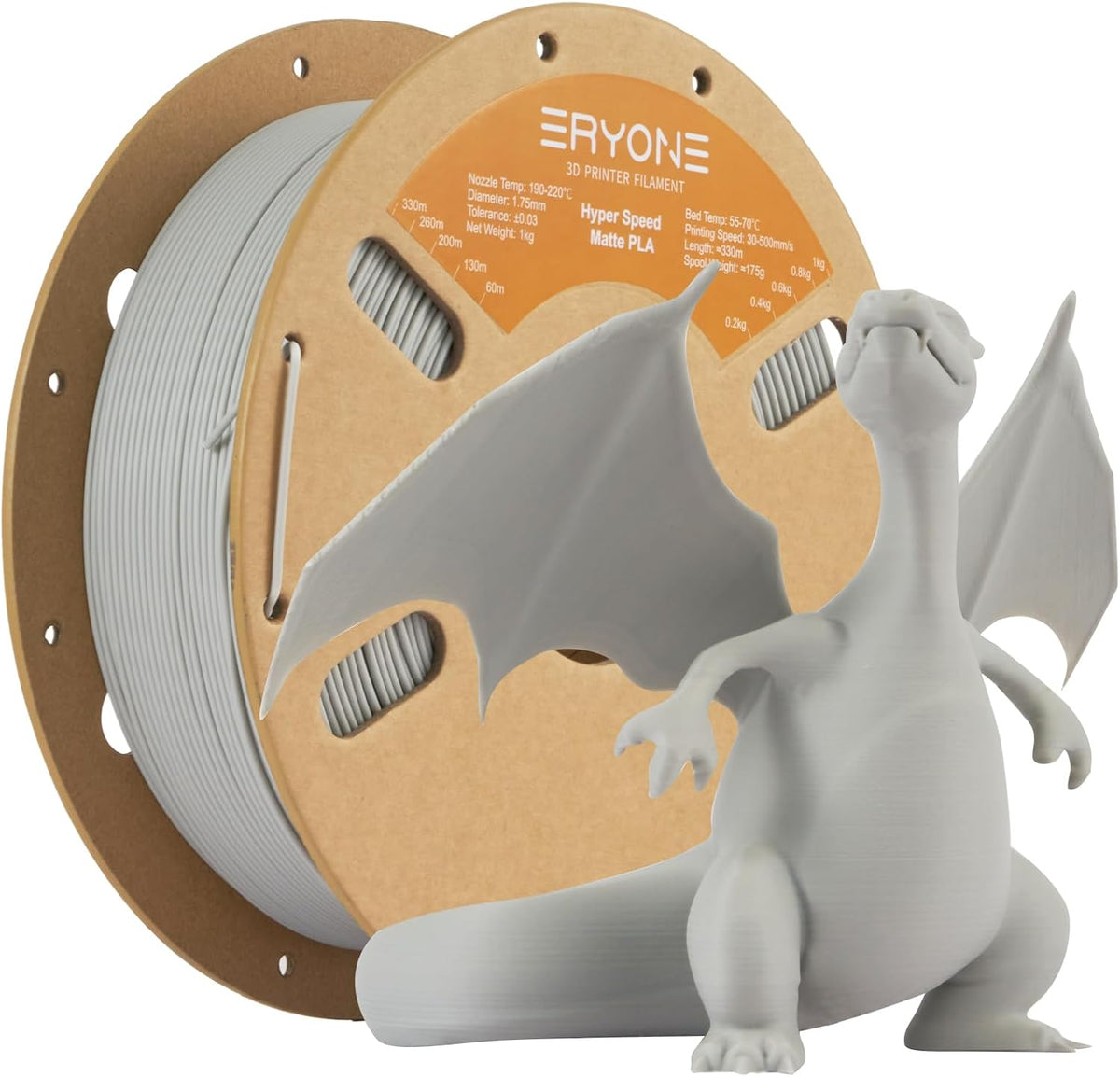 ERYONE High Speed Matte PLA Filament 1.75mm +/- 0.03mm, 30-500mm/s Rapid 3D Printing PLA Filament, Hyper Speed Matte PLA Filament Fit Most FDM Printer, 1kg (2.2LBS) / Spool, Ice Blue