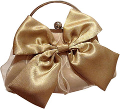 Verdusa Women's Bowknot Evening Bag Ruched Clutch Purse Party Handbag with Chain Strap