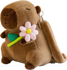 Capybara Bow Bowknot Orange Flower Lollipop Cute Plush Backpack Kawaii Cartoon Design for Women Ita Bag (Pink bow)