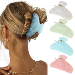 4Pcs Large Acrylic Hair Claw Clips - Strong Hold Thick Hair Banana Barrettes for Women Girls (Hair Clips, Banana