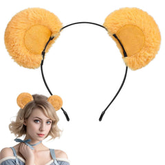 Sightor Brown Bear Ears Headband, Cute Bear Hairband Movable Ear Bear Head Wear for Makeup Washing Face Animal Cosplay Plush Bear Headband