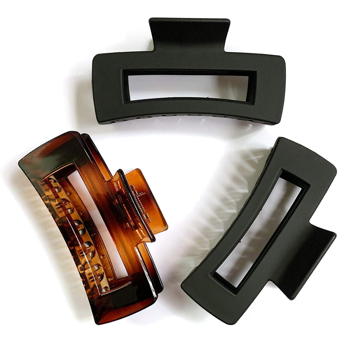 Hair Claw Clips 5 Inch Unbreakable Square Rectangle Clip Clamp Neutral Colors for Thick Curly Long Hair Women - 2 Pack