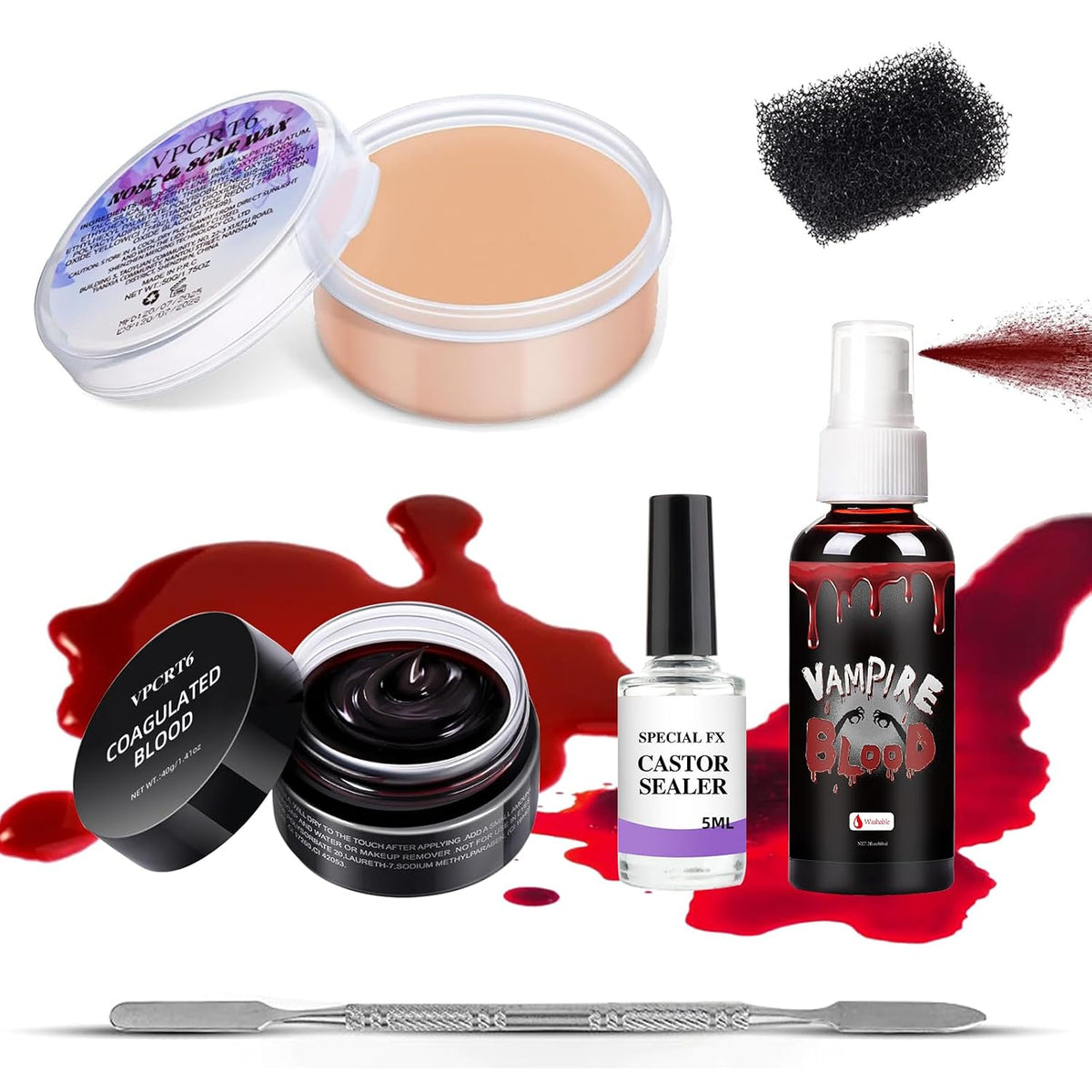 Halloween Fake Blood Spray, Washable Fake Blood Makeup Kit, Halloween Realistic Fake Blood, Perfect for Vampire Makeup, Clown & Sfx & Cosplay & Zombie Make Up Kit, 2 Pack