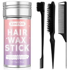 Hair Wax Stick, Slick Back Hair Brush, Wax Stick for Flyaways, Rat Tail Comb Edge Brush Styling Tool Set Accessories for Women Girls(Pink)