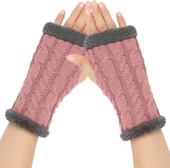 Winter Half Finger Knit Gloves Stretchy Winter Warm Knitted Fingerless Gloves for Women Men Outdoor Warm Gloves