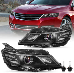 JSBOYAT Fits for 2014-2020 Chevy Impala [Halogen Style] Headlight Assembly Projector Black Pair OE Style Factory front Lamp Driver & Passenger Side NOT FIT HID MODEL