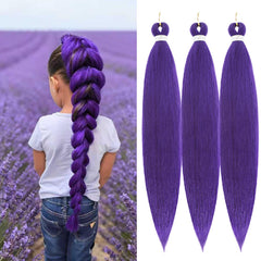 Lavender Purple Braiding Hair Pre Stretched 30 Inch Braiding Hair Extensions 3Packs Purple Synthetic Crochet Hair Twist Braids(30",Purple-3P)