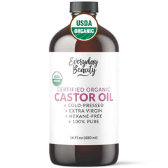 Organic Castor Oil - 100% Pure Certified USDA Organic, Cold Pressed & Hexane-Free, For Eyelashes, Eyebrows, Hair, Skin & Wellness Packs -1oz Glass Bottle & Dropper