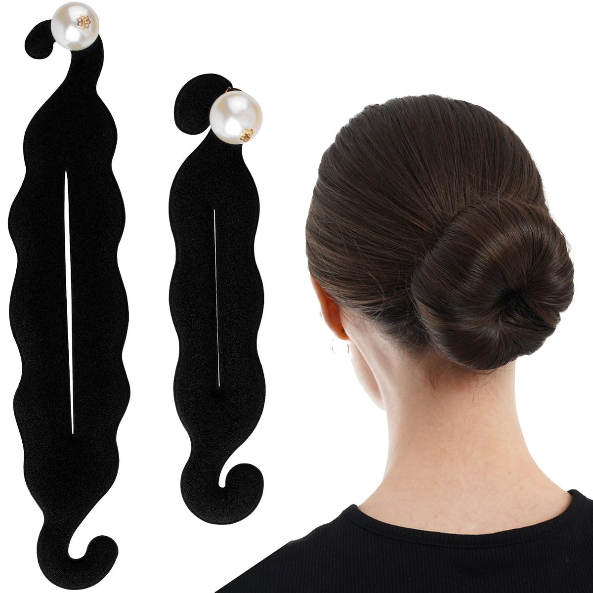 2 Pcs Hair Bun Maker for Women, Sponge Hair Bun Shaper, Non-Slip Bun Updo Curler, Hair Styling Accessories for Long Thin Straight Wavy Hair