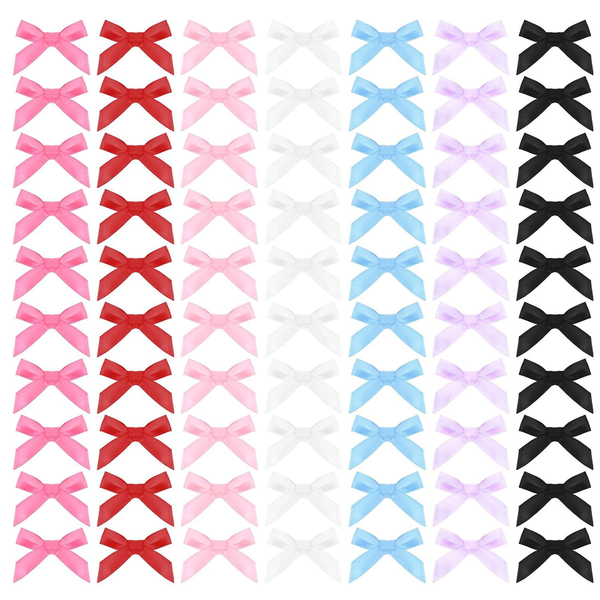 70PCS Mini Hair Bows & Clips for Women & Girls - Ribbon Bowknots, Solid Color Satin Bow Hair Barrettes