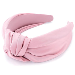 TOBATOBA Women's Knotted Satin Silk Head Bands, Wide Non-Slip Fashion Hair Accessories - Pink Top Knot and Headbands