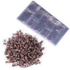 200 PCs 5mm Micro Beads for Hair Extensions - Brown Invisible Links, Professional Micro Rings for Thin/Medium Hair