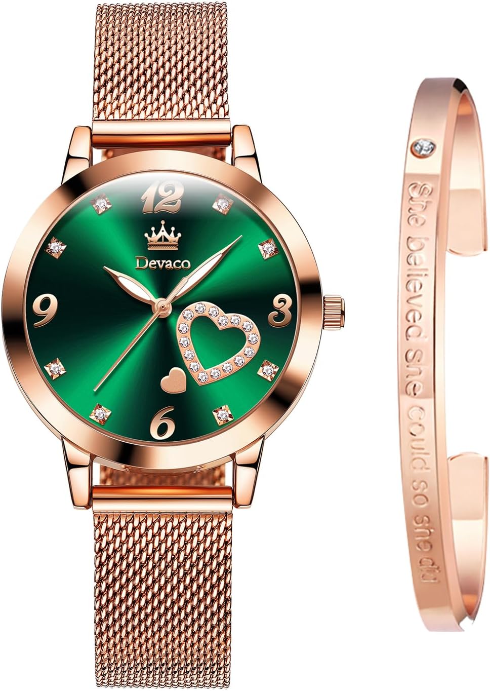 Stainless Steel Rose Gold Diamond Quartz Wristwatch, Fashionable Square Waterproof Date Ladies' Watch