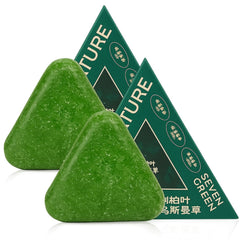 Nature Triangle Shampoo Bar, Nature Seven Green Soap Shampoo for All Hair Types (2PCS)