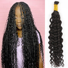 YWIGS Water Wave Human Braiding Hair for Boho Braids 50G Bulk Human Hair for Braiding No Weft Virgin Human Hair 18inch