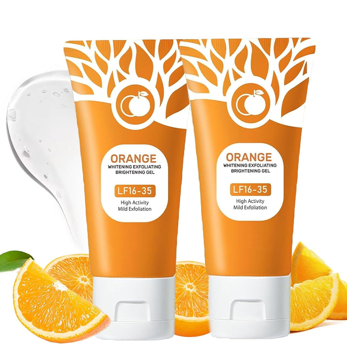 Orange Exfoliating Gel Scrub, Deep Cleansing Moisturizing Scrub with Enzymes, Purifying Exfoliating Gel for Face & Body, Facial Exfoliator Cleanser to Remove Blackheads (1PC, 1)
