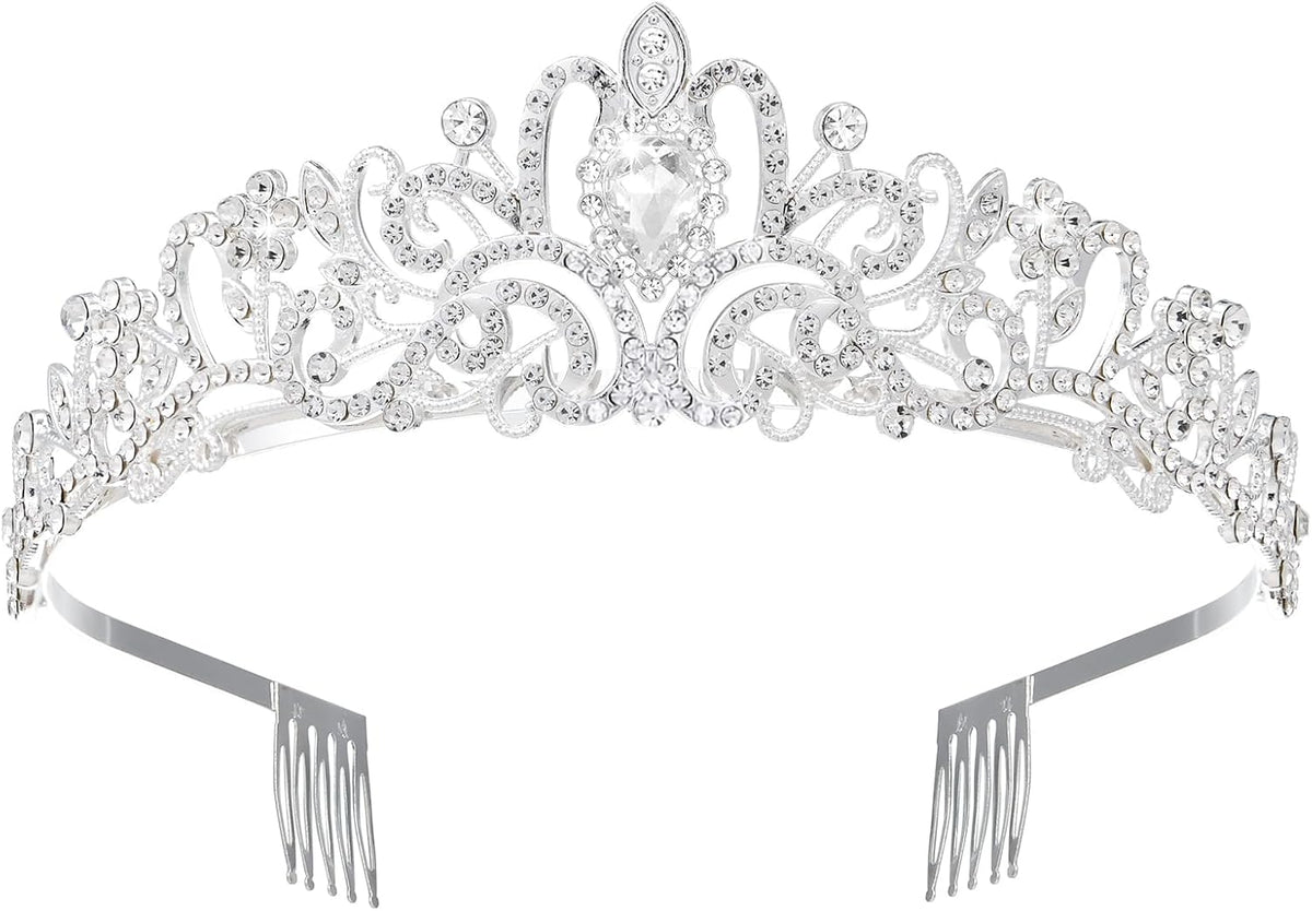 Crystal Tiaras Crowns for Women, Birthday Party Princess Wedding Brides Crown Prom Hair Accessories Gifts with Combs
