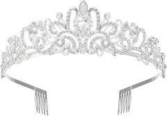 Crystal Tiaras Crowns for Women, Birthday Party Princess Wedding Brides Crown Prom Hair Accessories Gifts with Combs