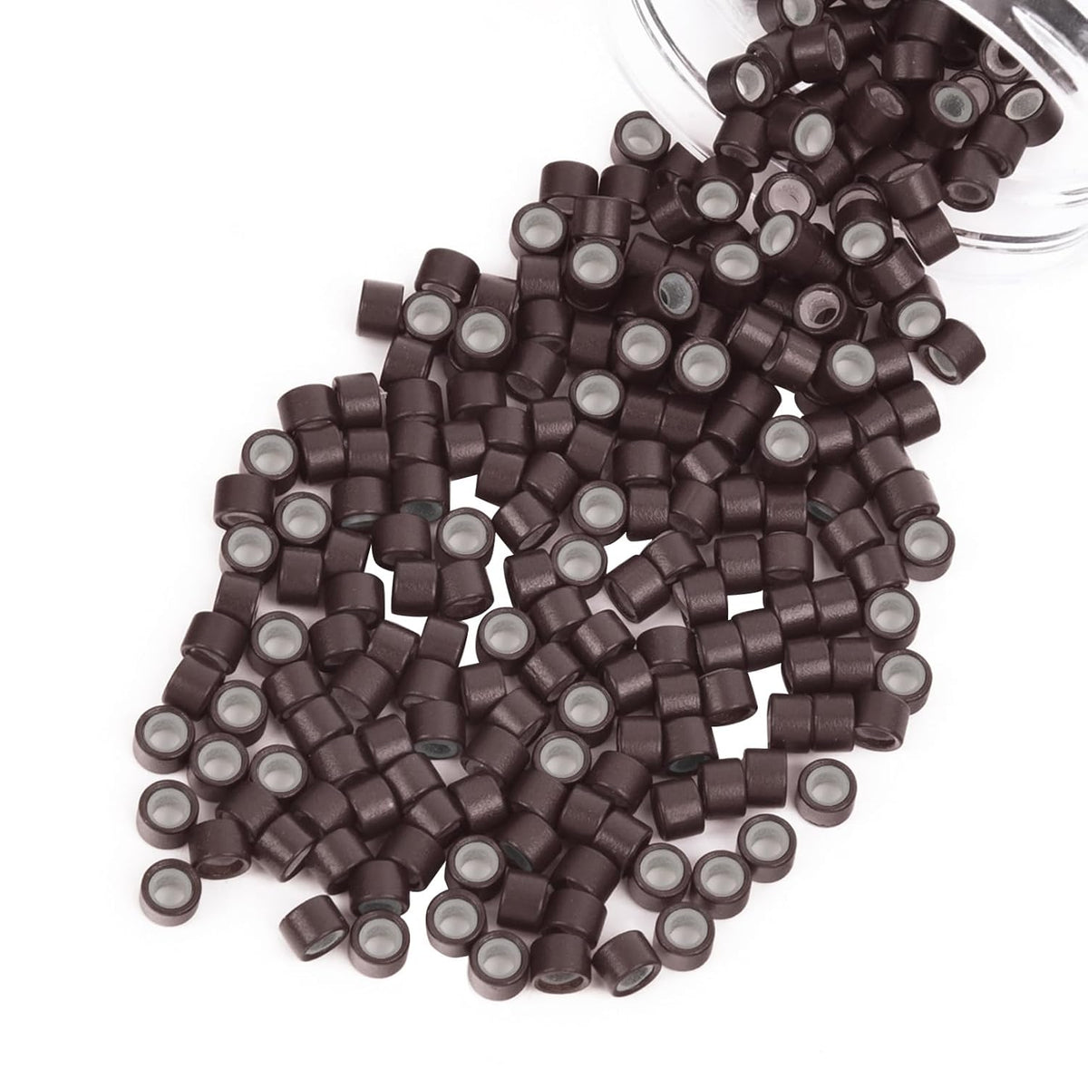 Vlasy 200Pcs Nano Ring Beads Silicone Lined Beads for Nano Ring Human Hair Extensions 5 Color Optional (Brown)