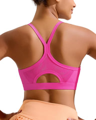 RUNNING GIRL Sports Bra for Women,Y Back Molded Cup Medium Impact Sports Bras for Women with Sewn in Pads